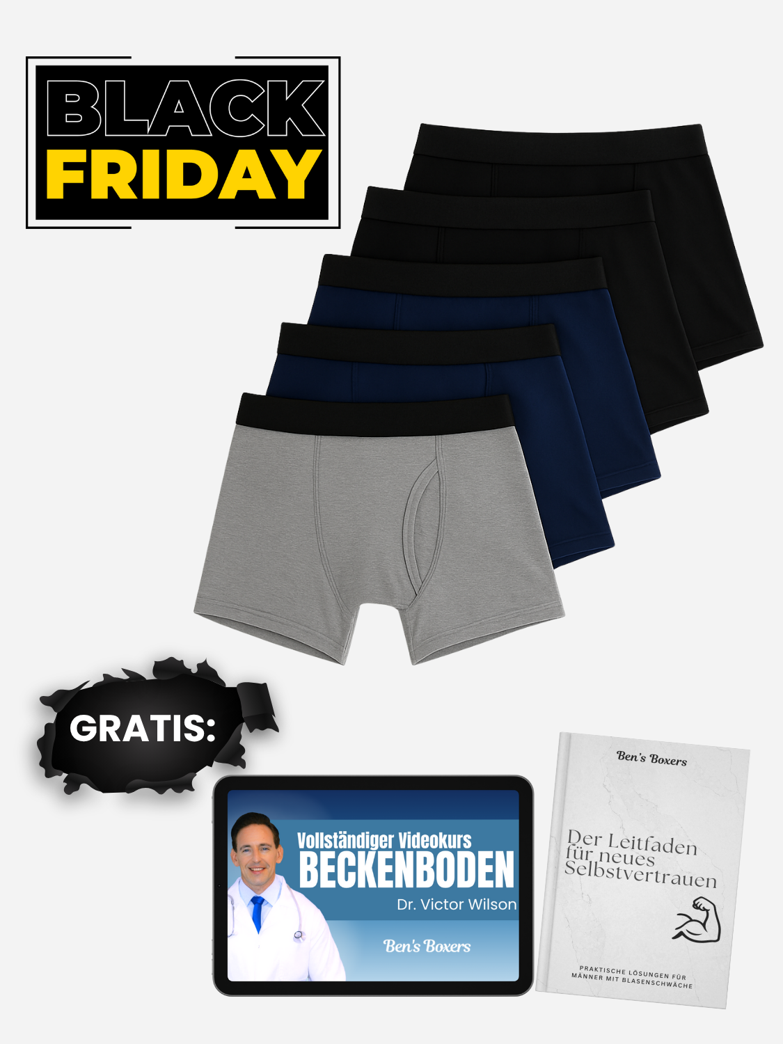 Ben's Originale Auslaufsichere Boxershorts (5-Pack)