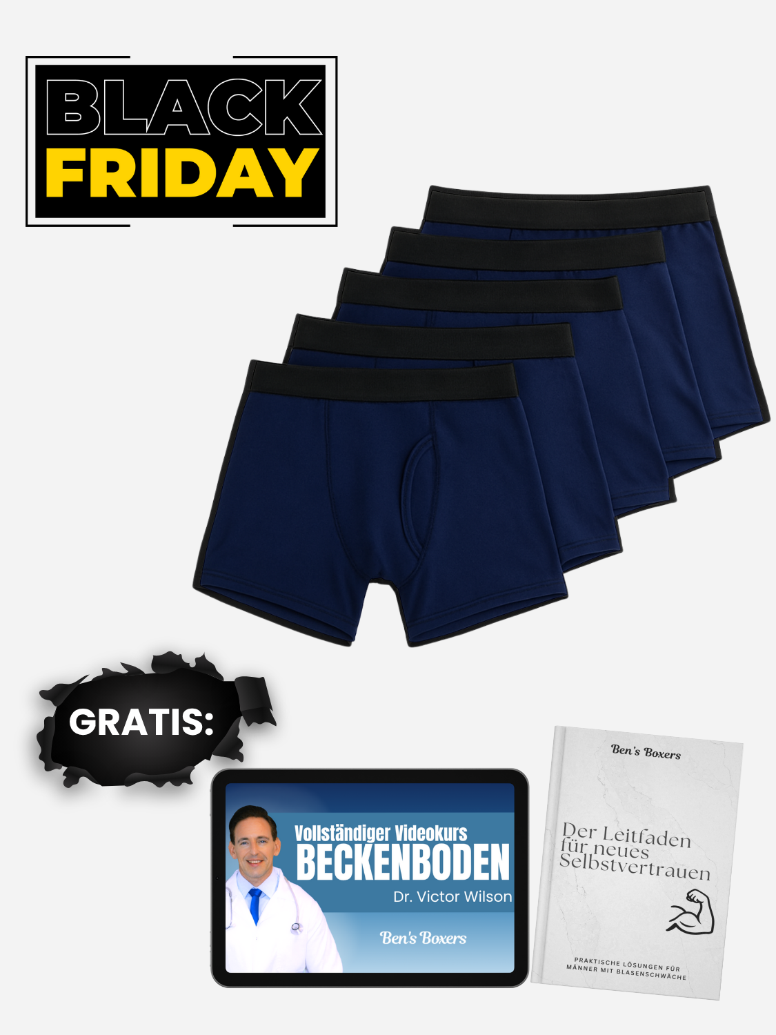 Ben's Originale Auslaufsichere Boxershorts (5-Pack)