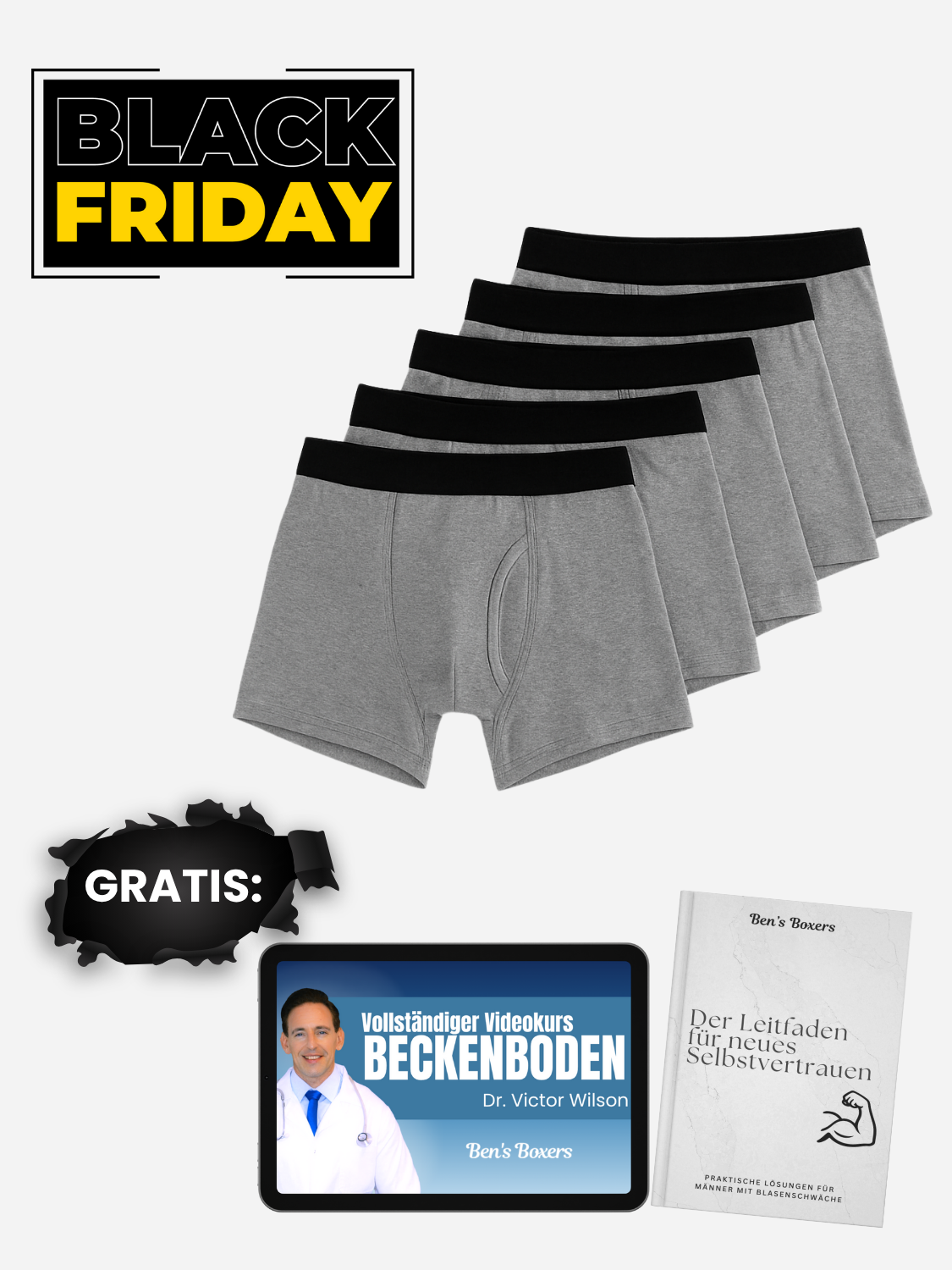 Ben's Originale Auslaufsichere Boxershorts (5-Pack)