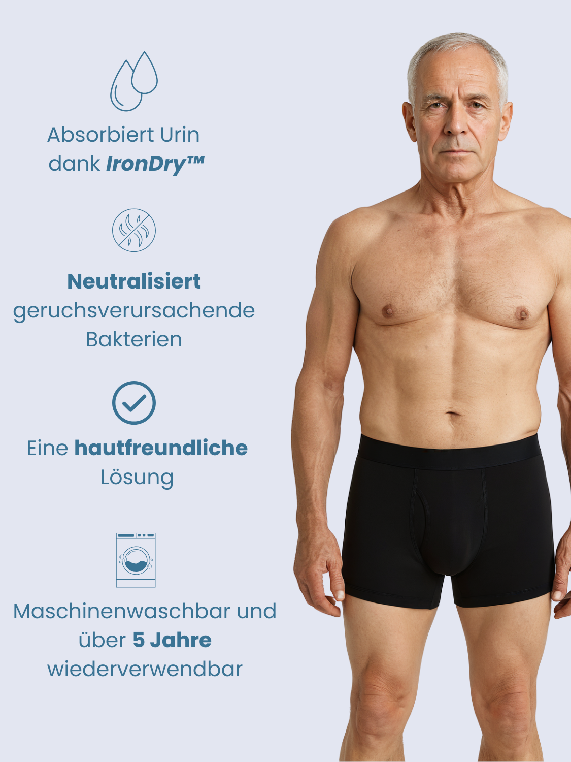 Ben's Originale Auslaufsichere Boxershorts (Schwarz)