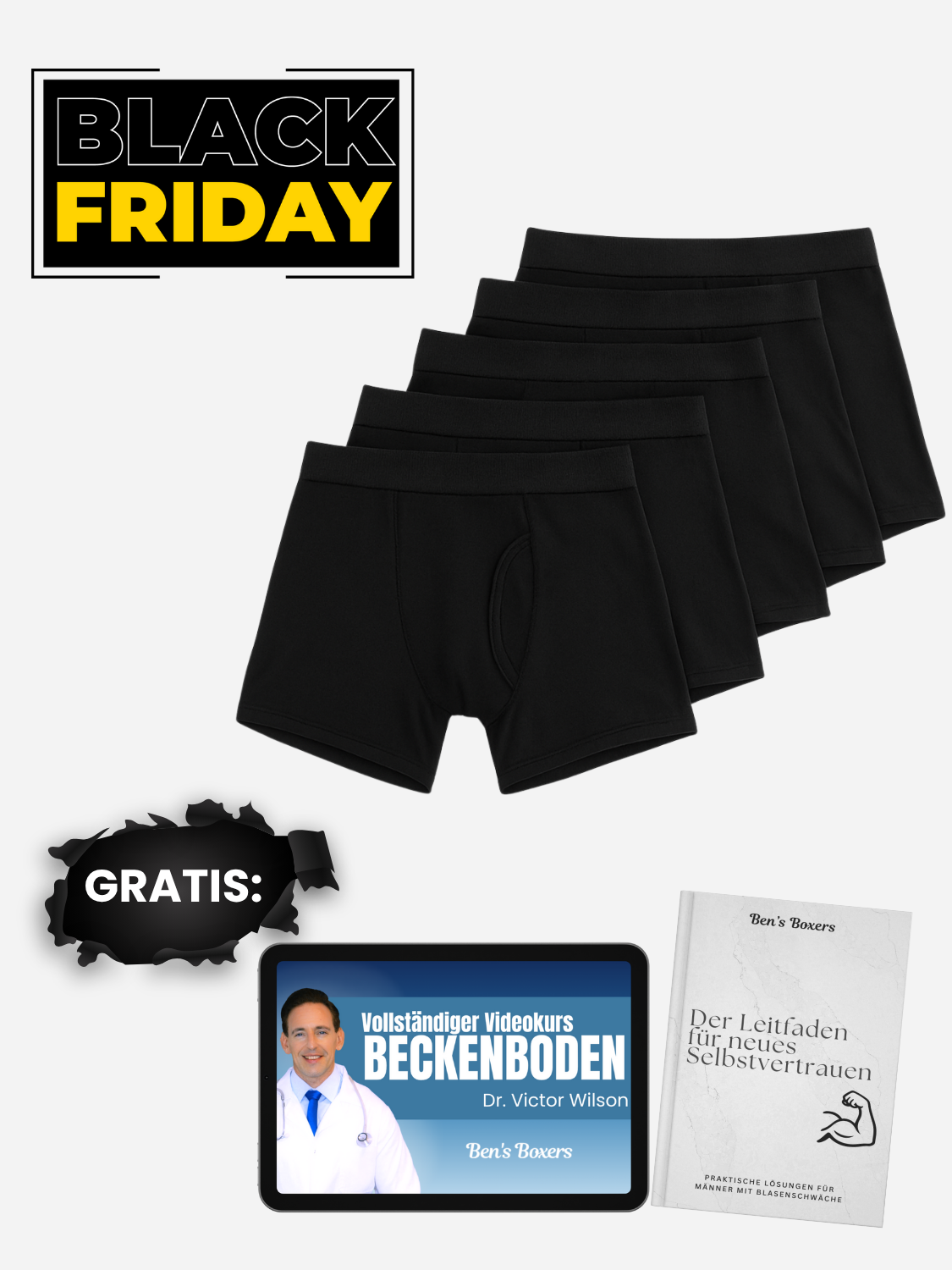 Ben's Originale Auslaufsichere Boxershorts (5-Pack)