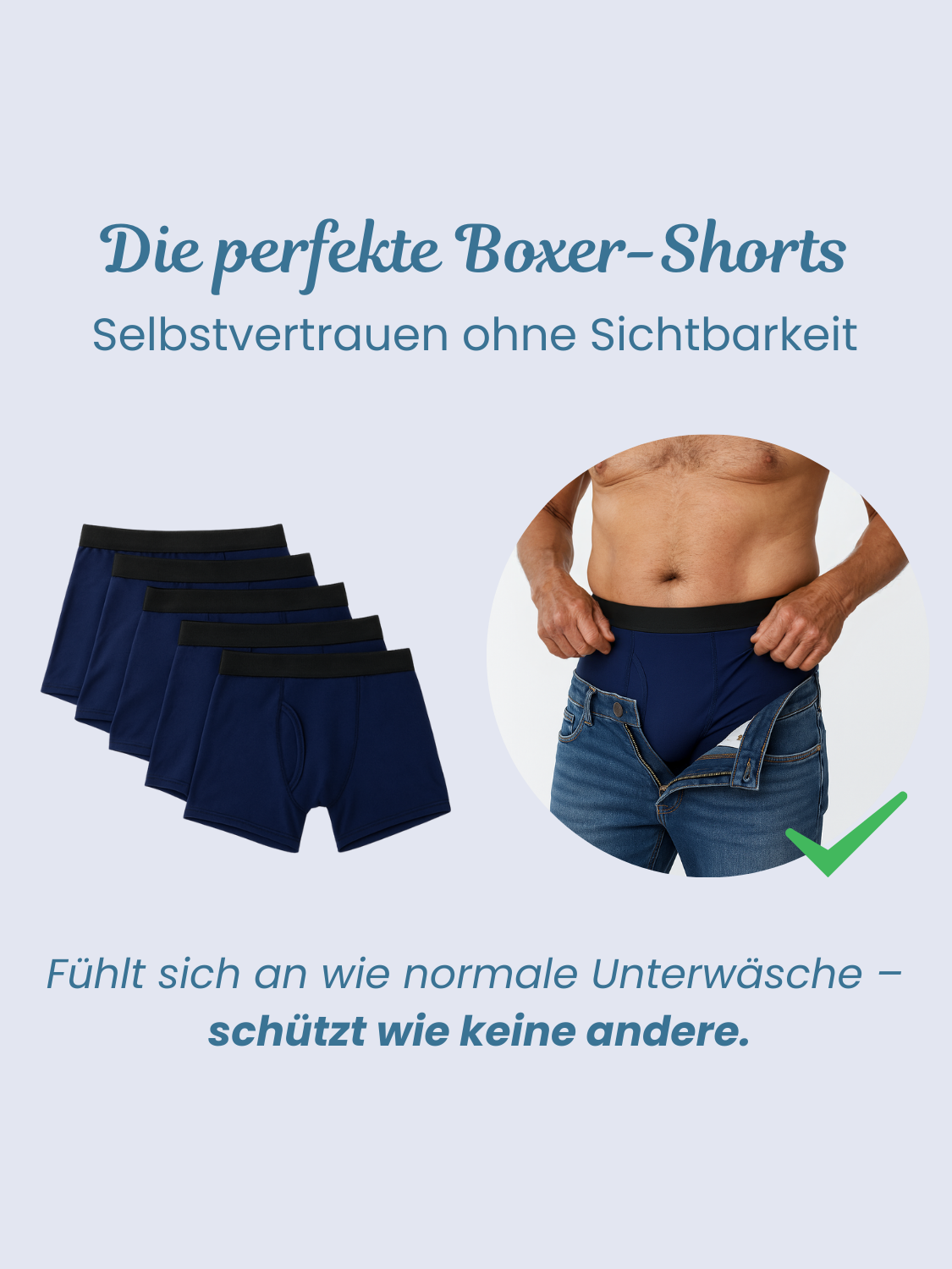 Ben's Originale Auslaufsichere Boxershorts (Marineblau)